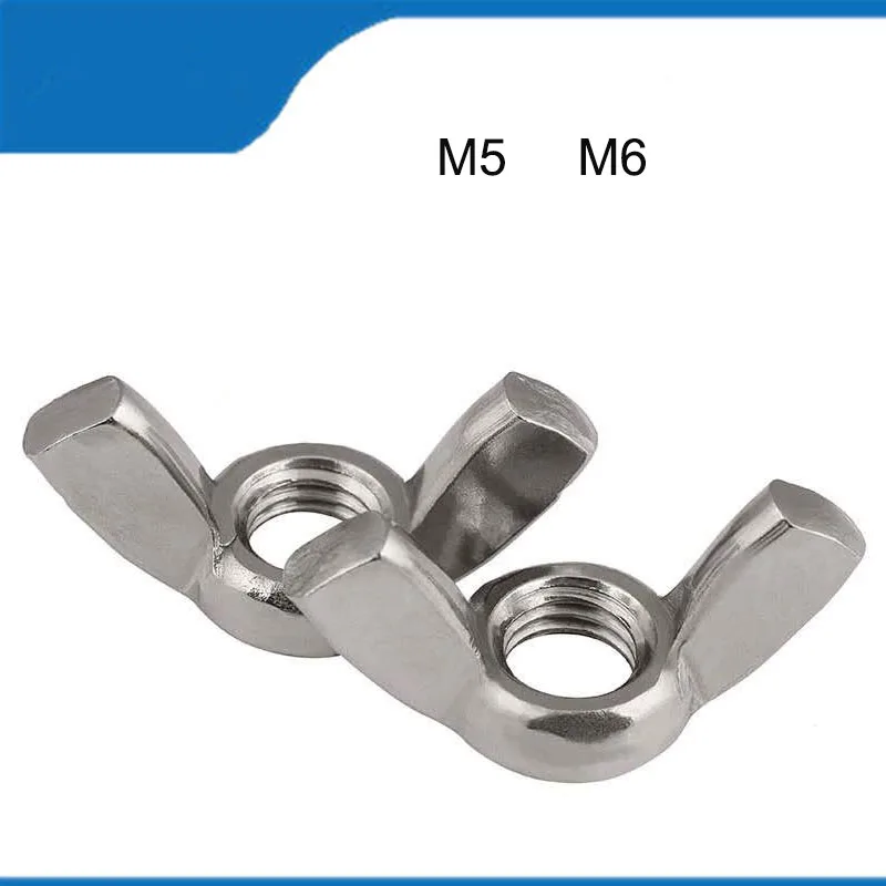 

Free Shipping 10PCS/20PCS M5 M6 304 High Quality Stainless Steel Hand Tighten Nut Butterfly Nut Ingot Wing nut Nuts