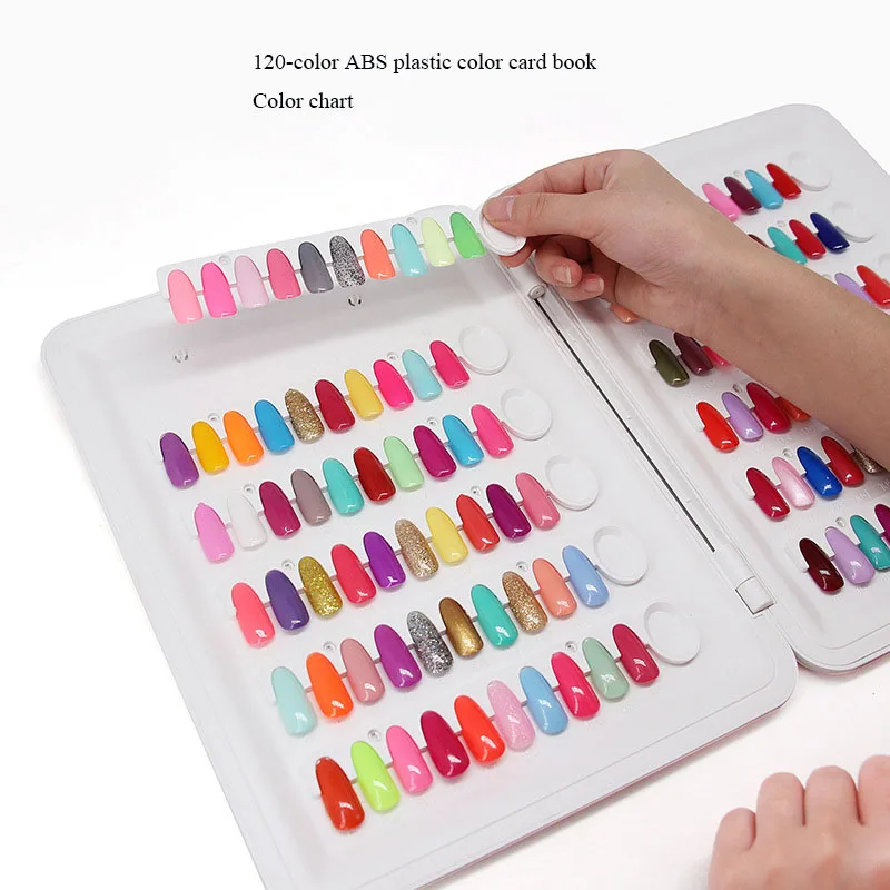 120 Colors Fake Nail Display Book Detachable Nail Gel Polish Colors Chart Nail Oil Color Try-on Tool Manicure Salon Art Tools