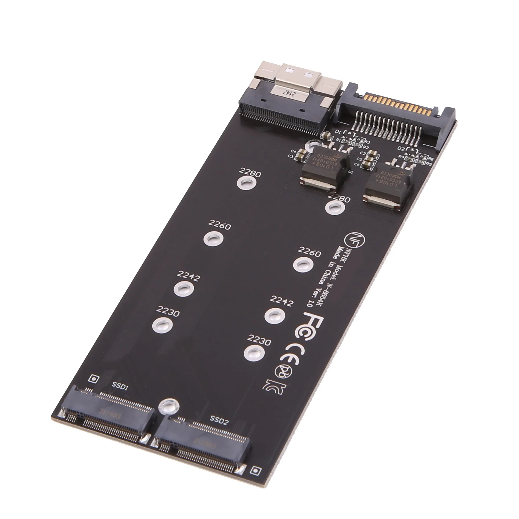 

AY14 -SFF-8654 8I Split Card X8 To VROC Dual Nvme M.2 NGFF To Slimline NVME Pcie SSD SATA Adapter For Mainboard