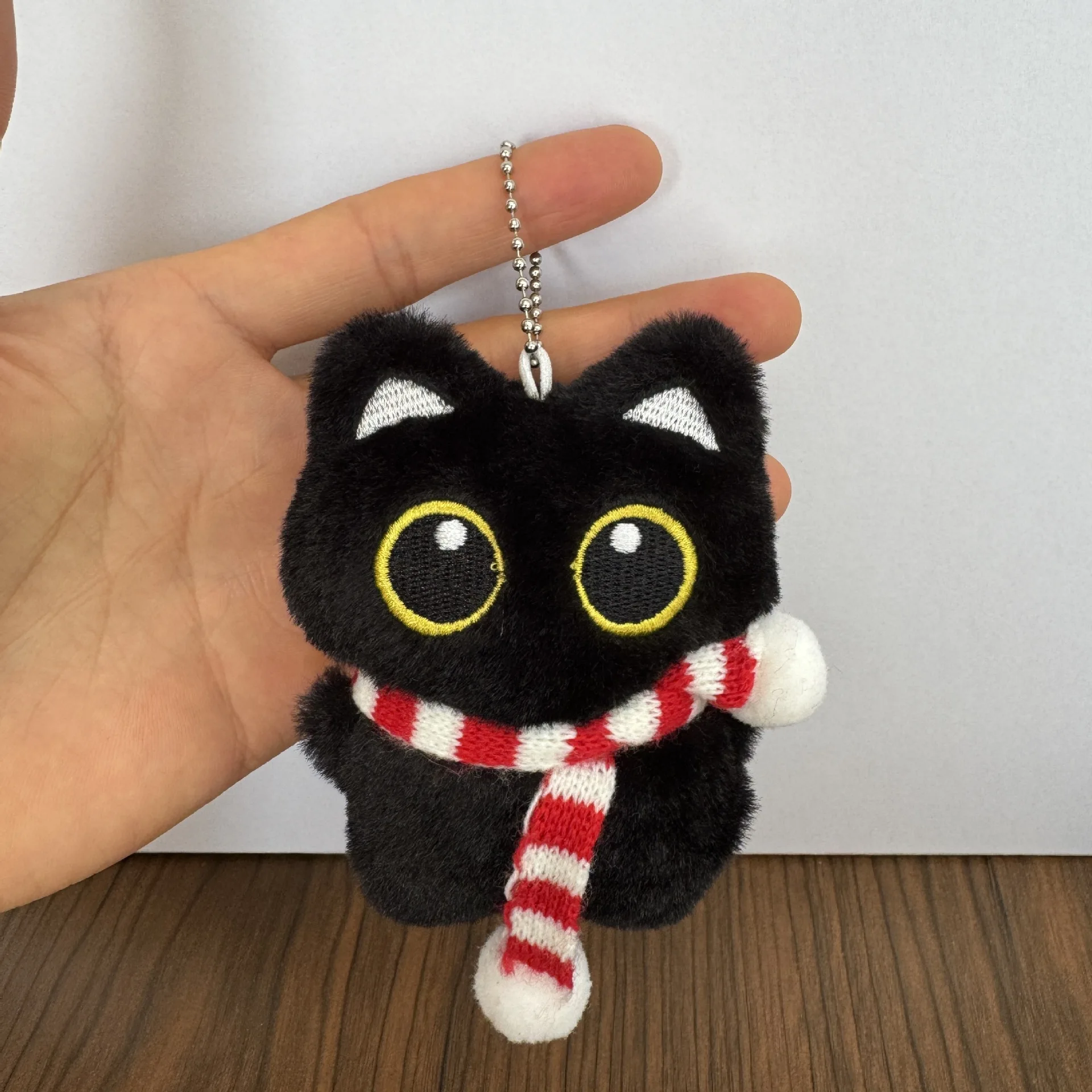 Mini Cute Black Cat Plush Toy Cartoon Kitten Keychain Backpack Decoration Accessories Soft Stuffed Doll Birthday Christmas Gifts