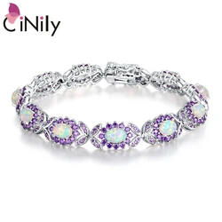 CiNily White Fire Opal Bracelets for Women Wedding Silver-plated for Girls Fashion Jewelrys Luxury Gems Chain Bracelet OS691-92