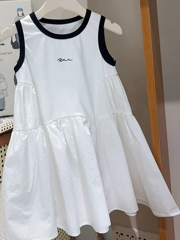 

Princ Sle Color Blo Vest Dr для девочек, красивая летняя мода, корейская версия, детская одежда, цветная юбка