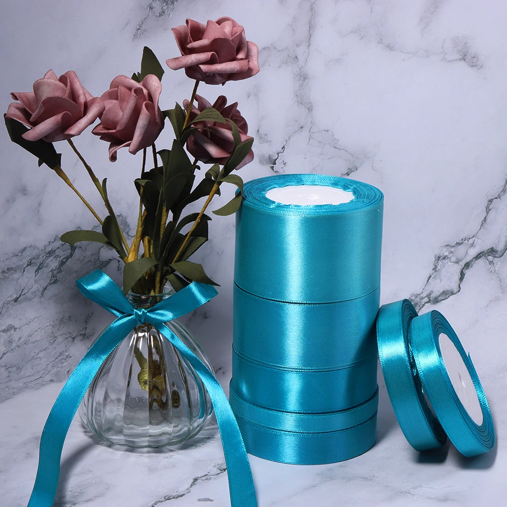 Turquoise Satin Ribbon 25yards 10-50mm Sash Gift Wrap Bow Handmade DIY Craft Halloween Christmas Wedding Birthday Party Decor