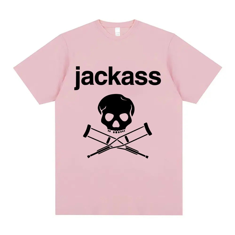 Jackass Skeleton Print T-Shirt Men Women Oversized Cotton
