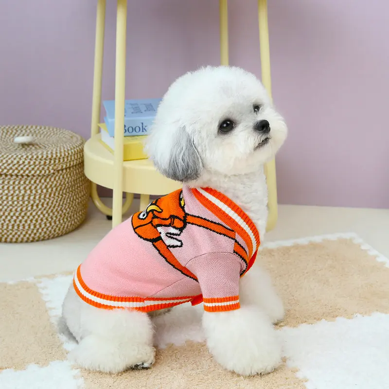 Winter New Dog Cotton-padded Coat Plus Cashmere Warm Cat Sweater Can Pull Fashion Design Printed Backpack Dog Clothes