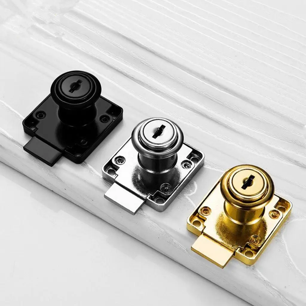 2x Drawer Locks with 2 Lock Keys, Furniture Hardware Cabinet Door Office Lock Desk Letter Box Locks