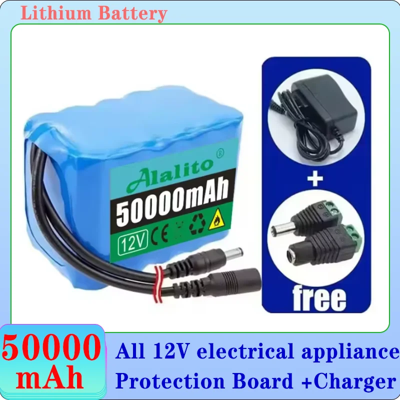 NEW 12V 3S4P 40000mah battery 18650 Li-ion 50Ah Rechargeable batteries with BMS Lithium Battery packs Protection Board +Charger