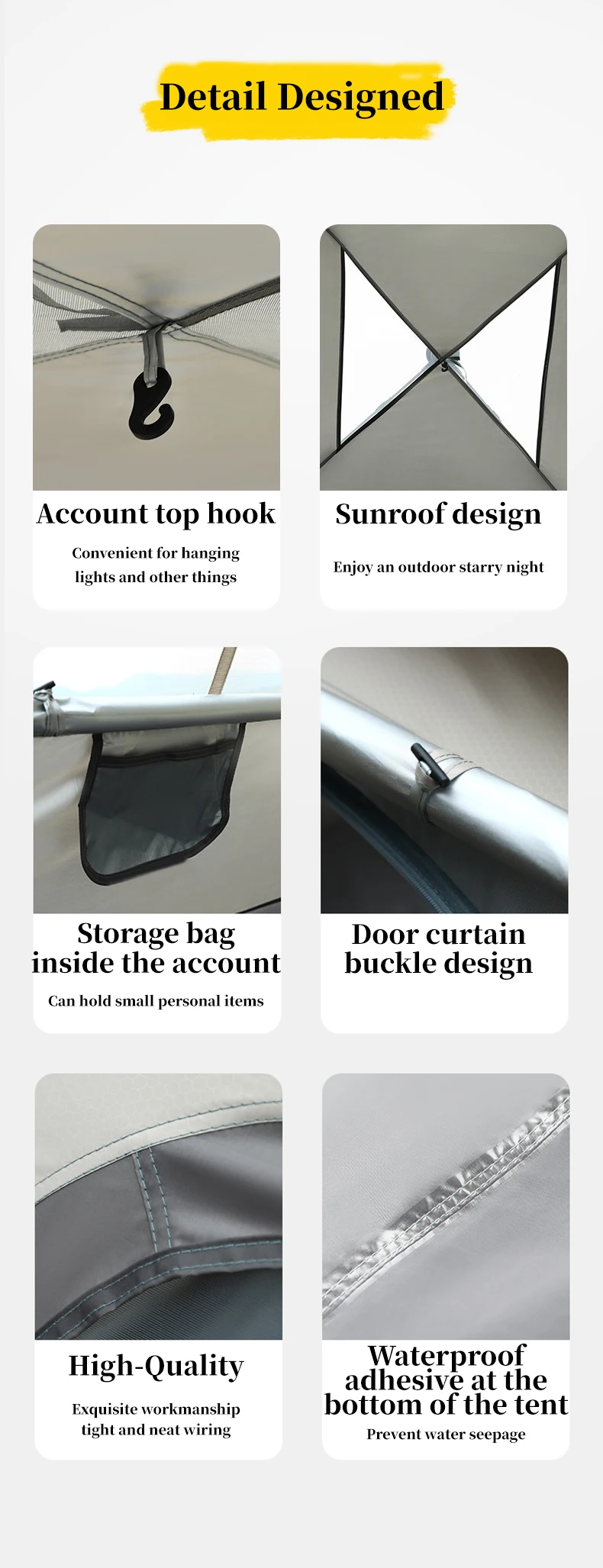 휴대용 대형 공간 야외 캐노피 빠른 자동 개폐 방수 옥스포드 텐트 튼튼한 프레임 햇빛 차단 방수 캠핑용