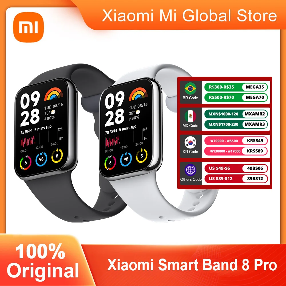 

Глобальная версия Xiaomi Mi Band 8 Pro Смарт-браслет 5 АТМ Водонепроницаемый 150 спортивных режимов 1,74 "Экран AMOLED GPS Кислород в крови