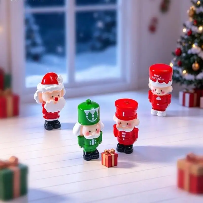 Mini Christmas Elves Figurines 4 PCS Adorable Non-Toxic Decor for DIY Fairy Garden Xmas Office Desktop Ornaments