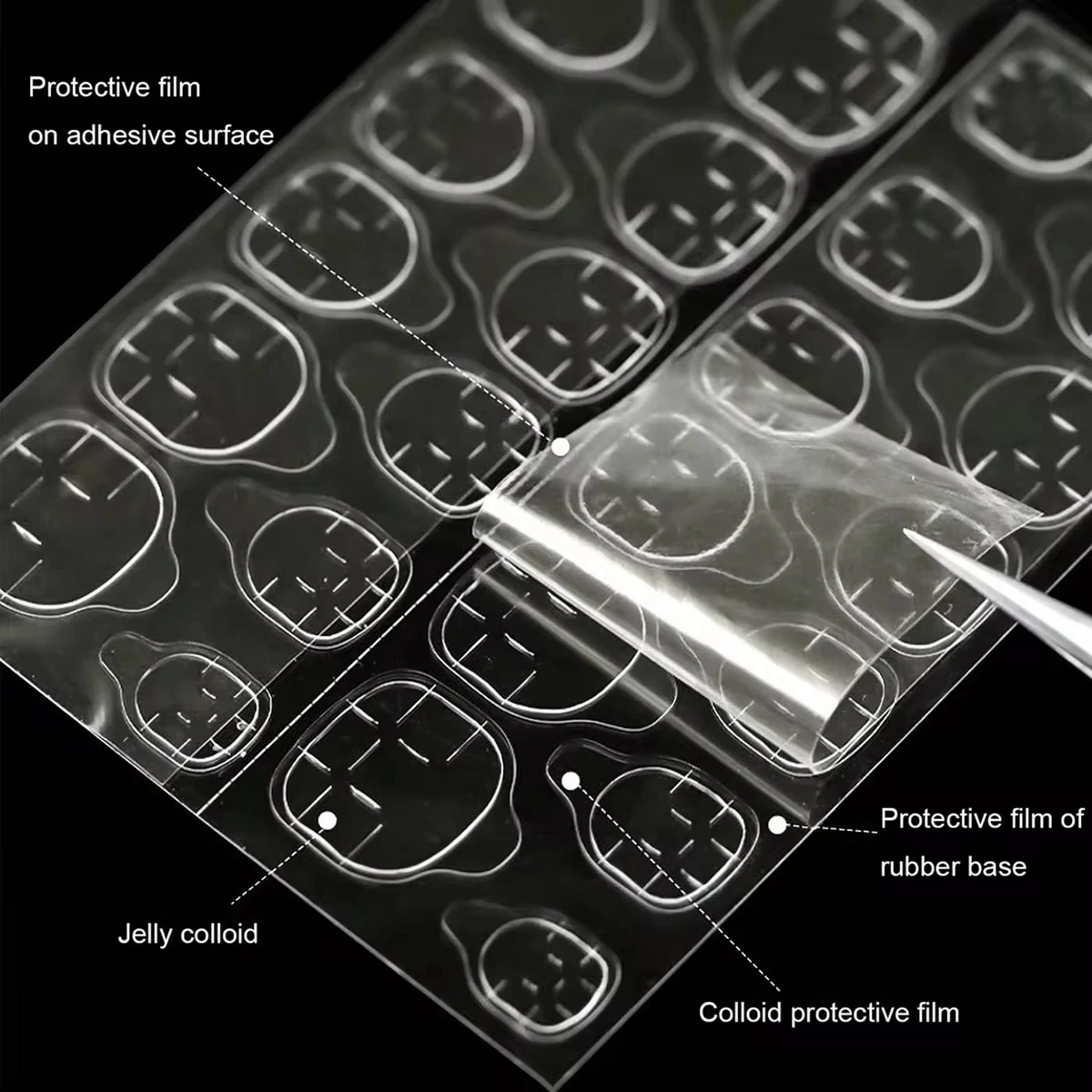 25 Sheets/600 PcsDouble Side Nail Glue Sticker Adhesive Tabs for Fake Nails Supre Sticky Waterproof Breathable Jelly Glue image 4