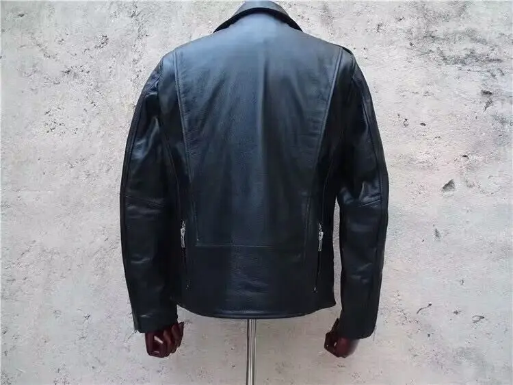 2023 new season men's fashion real genuine leather coat motor jackets natural cowhide turn-down collar black plus size xxxl 3xl