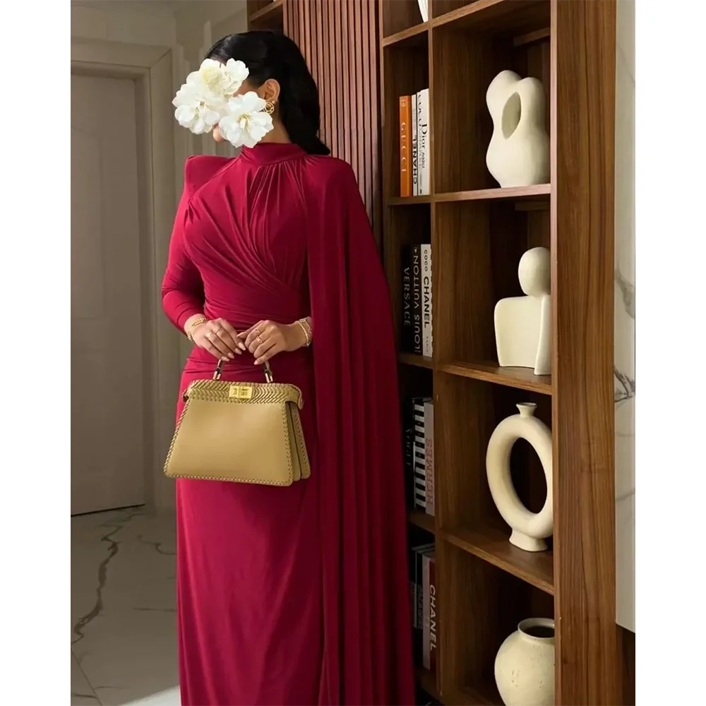 

Customized High Neck Evening Dresses Long Sleeves Prom Dresses Floor Length Party Dresses for Special Ocn vestidos de fiesta