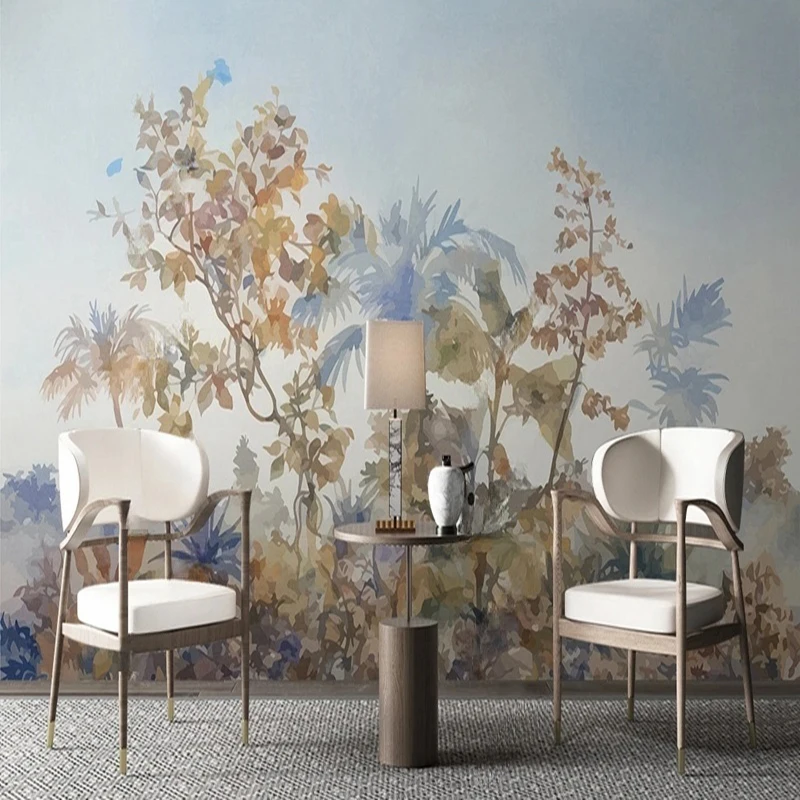 

MU8012 Creative Feather Fresco Mural Wallpaper Golden Leaf Art Wall Painting Living Room Bedroom TV Backdrop Home Decor Poster