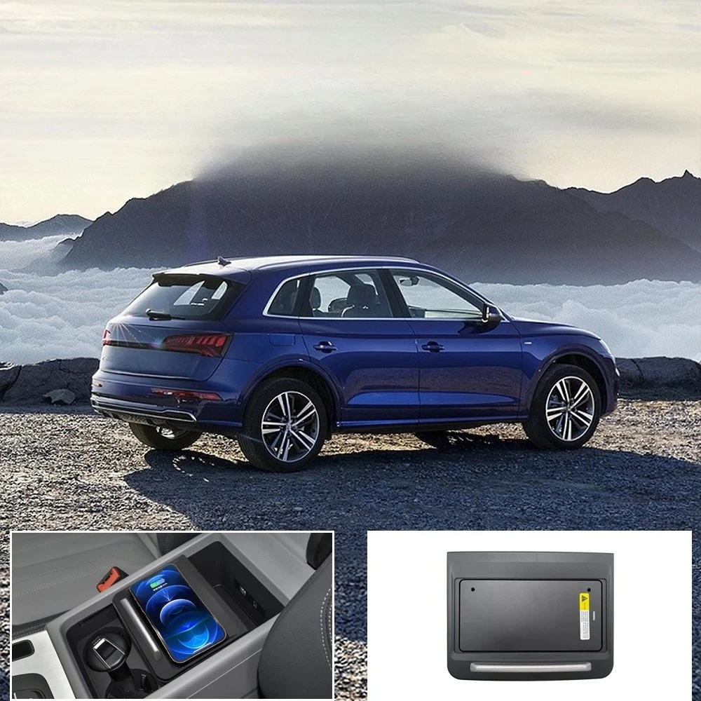 For Audi Q5L 2018-2021 Car Wireless Charger 15W Quick Charging Console Mobile Phone Charger Interior Modification Accessories
