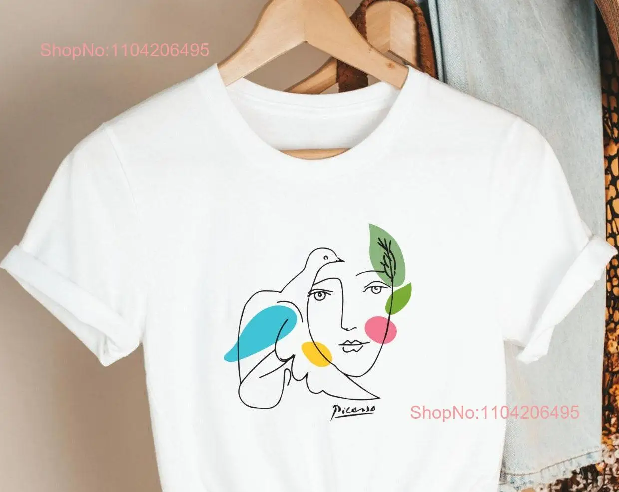 PICASSO Dove Bird And Girl Artwork T Shirt Cubist ArtisT Art Painter long or short sleeves