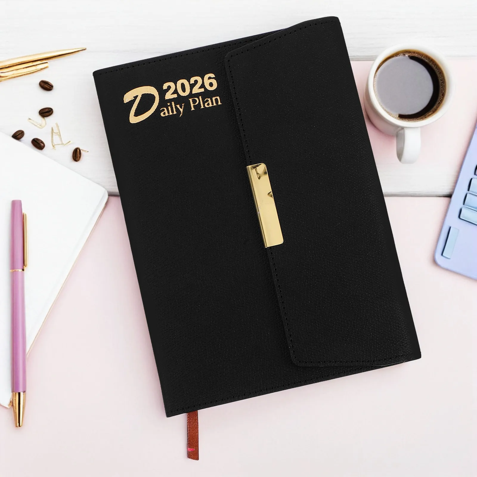Planner Notebook Dated A5 Daily Planner 2026 Monthly Index Time Management Goal Tracker Ink Resistant Paper Desktop Daily