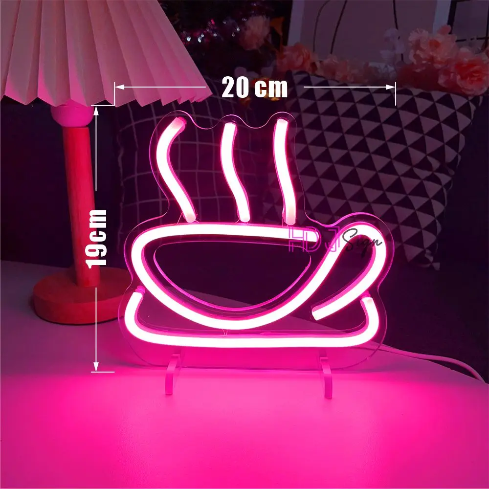 Coffee Neon Light Party Table Lamp LED Neon Sign for Coffee Shop Window Art Room Decor Neon Lights Colorful Neon Lamp Room Decor