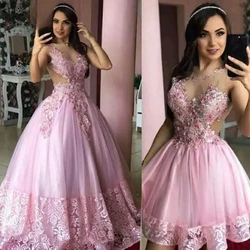 Pink Lace Applique 2 in 1 Short Prom Dresses with Detachable Overskirt Stones Pearls Quinceanera Dress 16 Sweet Girls Ball Gown