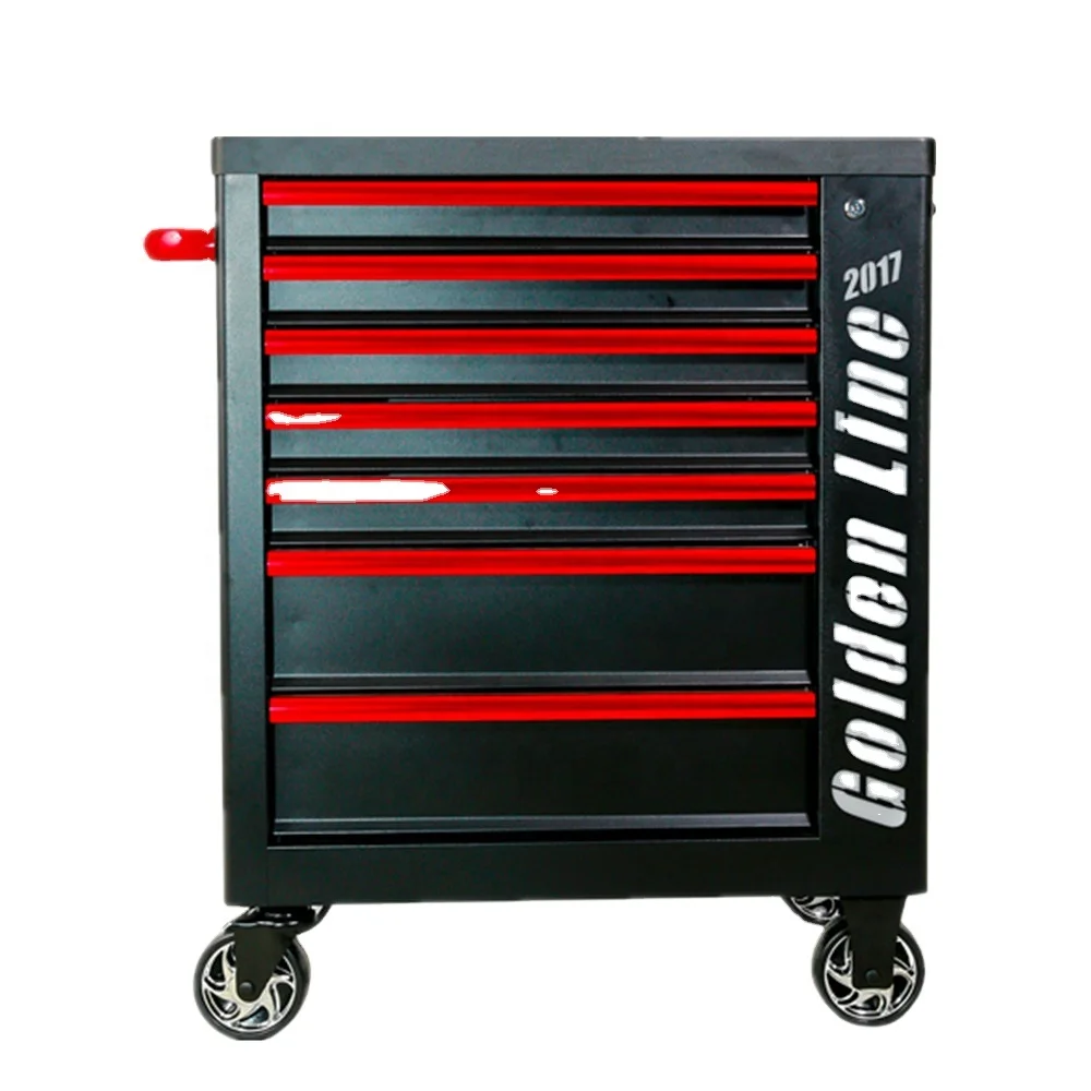 for·Heavy Mobile Tool Cart Universal Wheels 7-Drawer Side Cabinet OEM/ OBM Customizable Goldenline 300kg Load Capacity Auto#