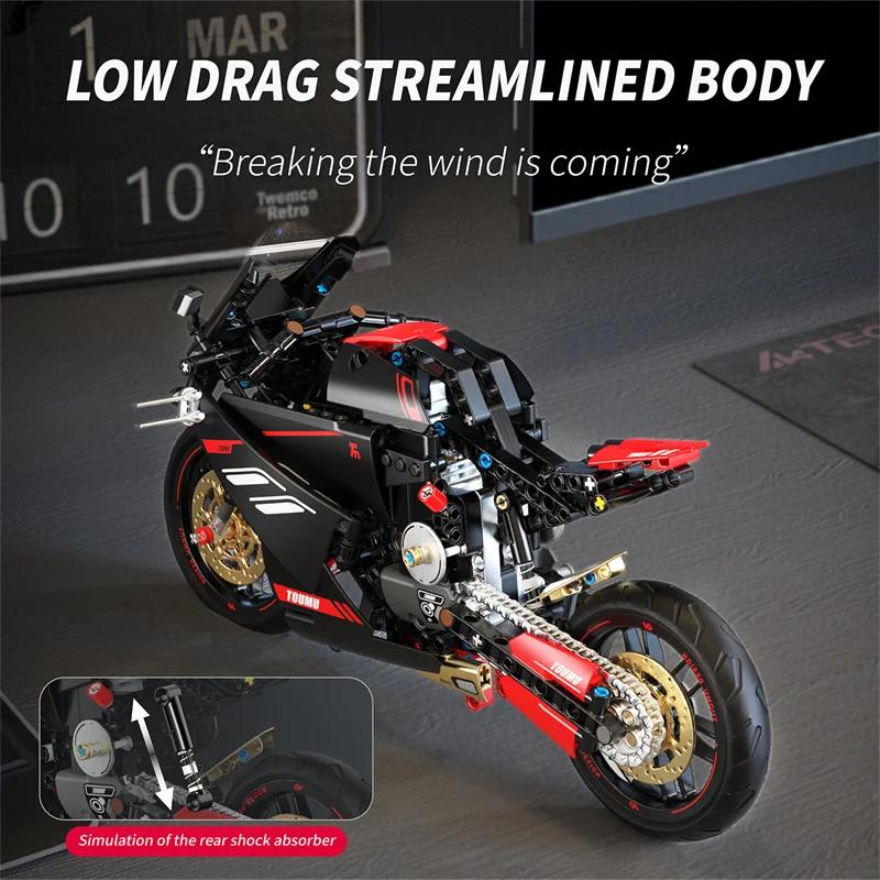 مجموعة مكعبات بناء تجميع قاطرة ثقيلة، نموذج دراجة نارية 1:8، هدية للأولاد والبنات، ألعاب بلاستيكية بتصميم كلاسيكي #6