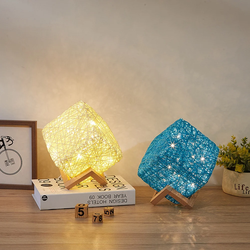 

Star-Sky Projection Night Light Rattan Square Lamp Fine Workmanship Safe Decorative Light For Bedroom Room Home Decor Gift