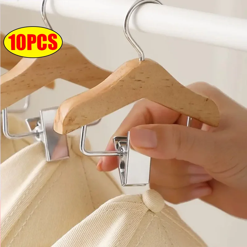 Portable Solid Wood Kids Hanger with Clip Anti Slip Mini Hanger Pet Clothes Hook One-piece Suit Hangers, with Trouser Clips