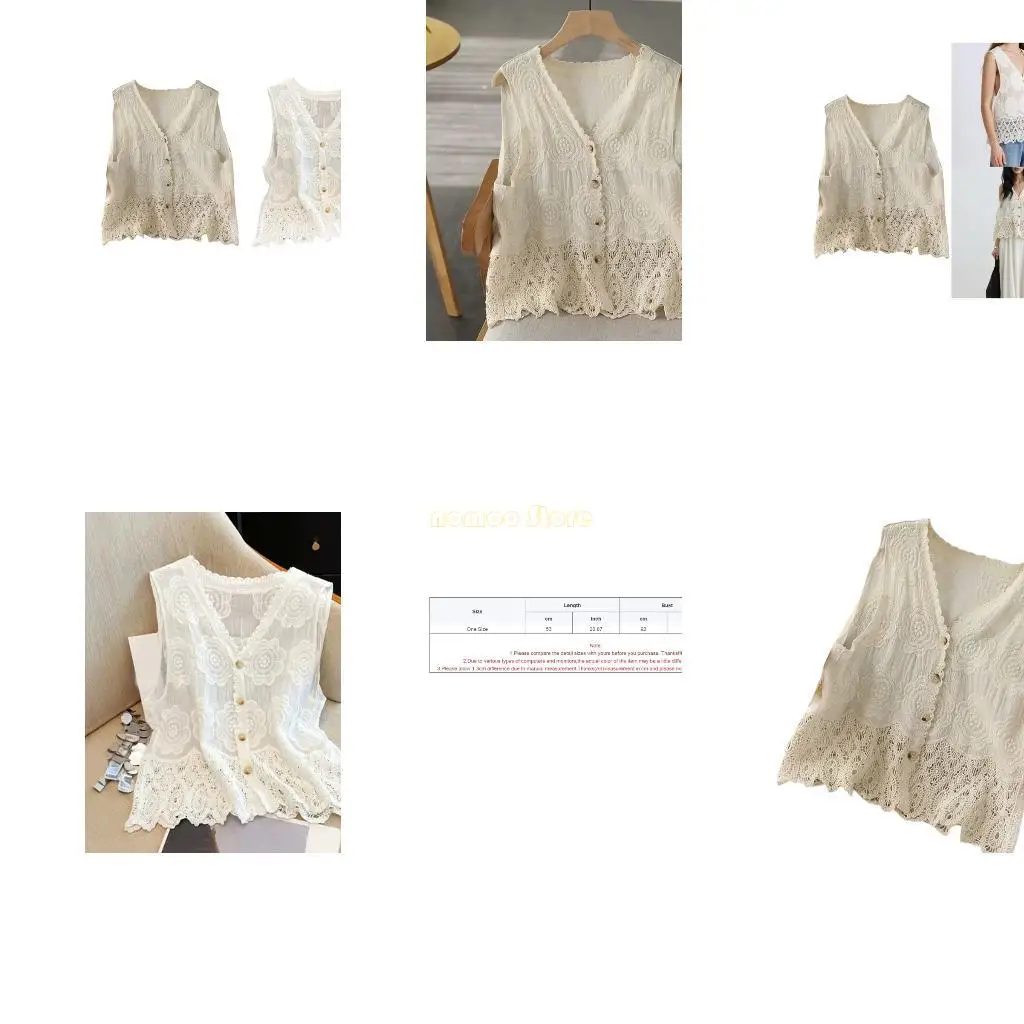 

31BF Женский жилет из хлопка, вязаная крючком, верхняя одежда, кардиган без рукавов с цветочной вышивкой