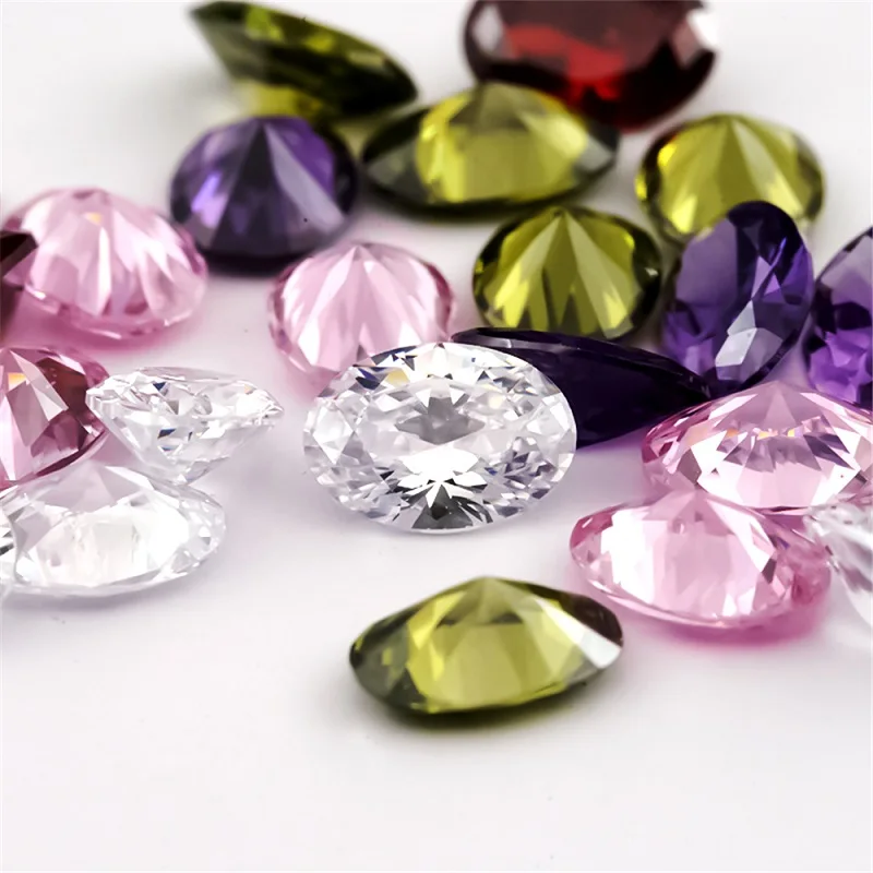 Oval Cubic Zirconia Stone White OliveGreen Pink Garnet Amethyst Mix 5 Color 5A Loose CZ Synthetic Gemstone 3x5~10x12mmZircon