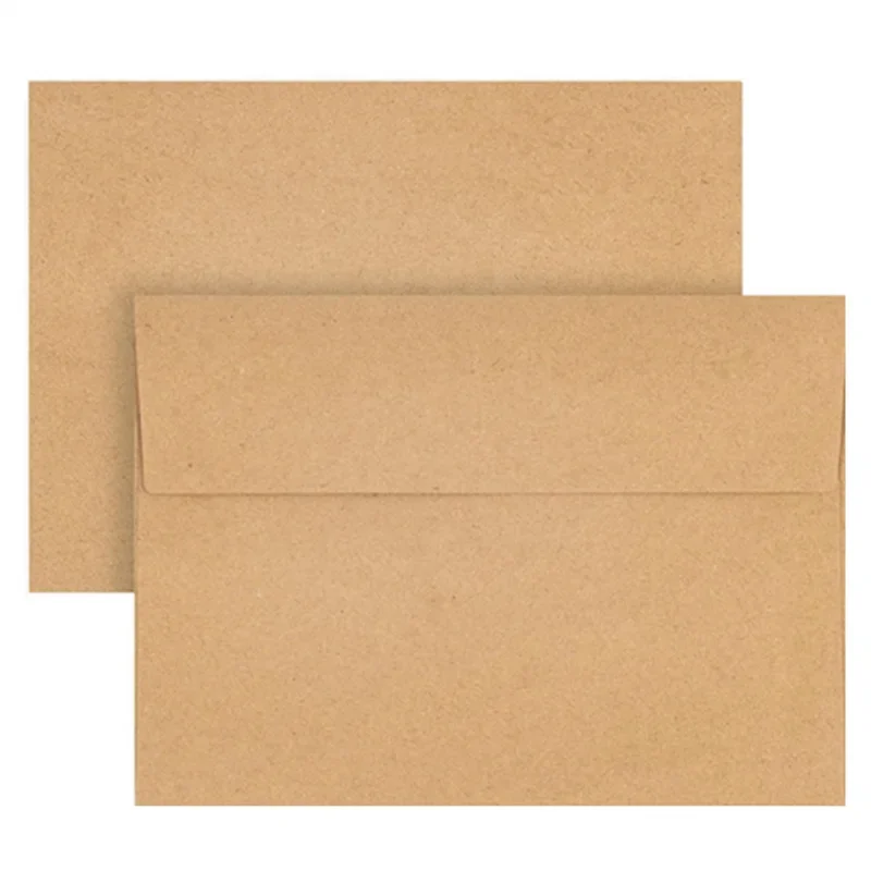 100pcs Envelopes Kraft Brown Paper 184x134mm Autohesion Postcard Giftbox Packaging Storage Business Supplie Wedding Invitations