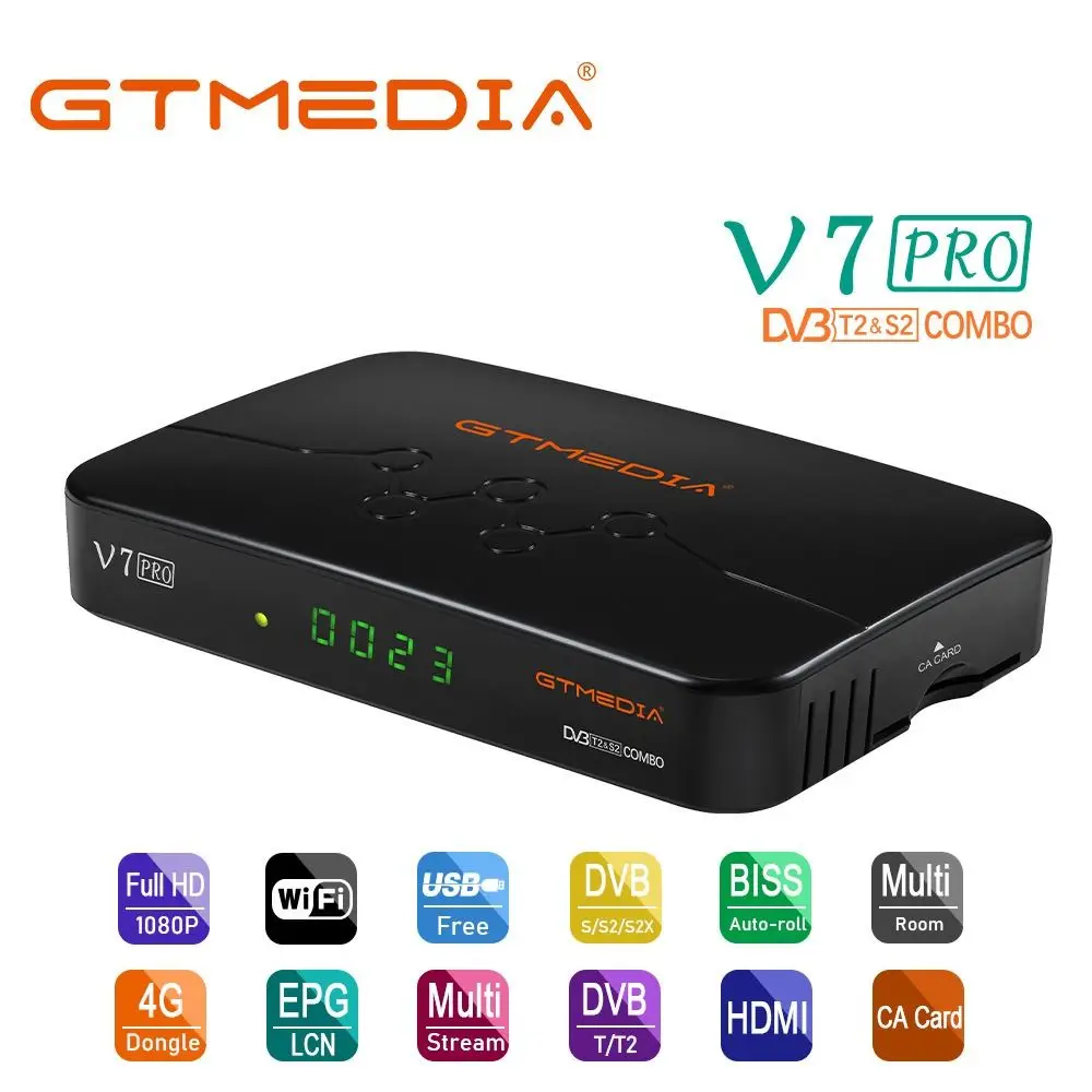Scatola TV con ricevitore satellitare TV GTMEDIA V8 UHD di vendita calda ​ DVB S2 T2 4K Ultra HD, stock WIFI integrato nella Spagna Lettore multimediale CZ