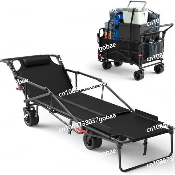Outdoor camping special folding rear opening large capacity one car dual-use seat handcart travel picnic cart