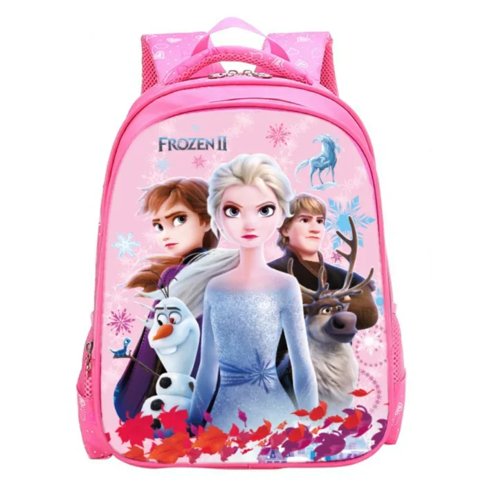 Disney-Mochila Respirável para Crianças, Elsa, Anna, Rainha da Neve, Bonito, Bolsa Escolar para Meninas, Presente