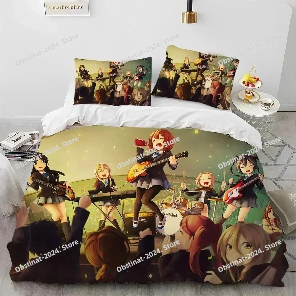 K-ON Kawaii Girls Anime Bedding Set Print single Comforter Quilt Bed Cover Duvet Cover Pillow Case 3 Pieces Sets Kids Adult Size