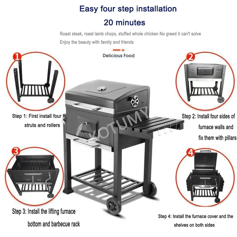 Quality Portable Simple Installation Oil Barrel Stove Bbq Courtyard Large Square Barbecue Stove Heating Stove Barbecue Grill