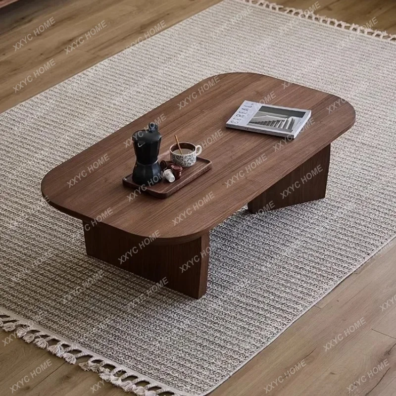 LBlack walnut coffee table all solid wood edge table, living room home, square small table