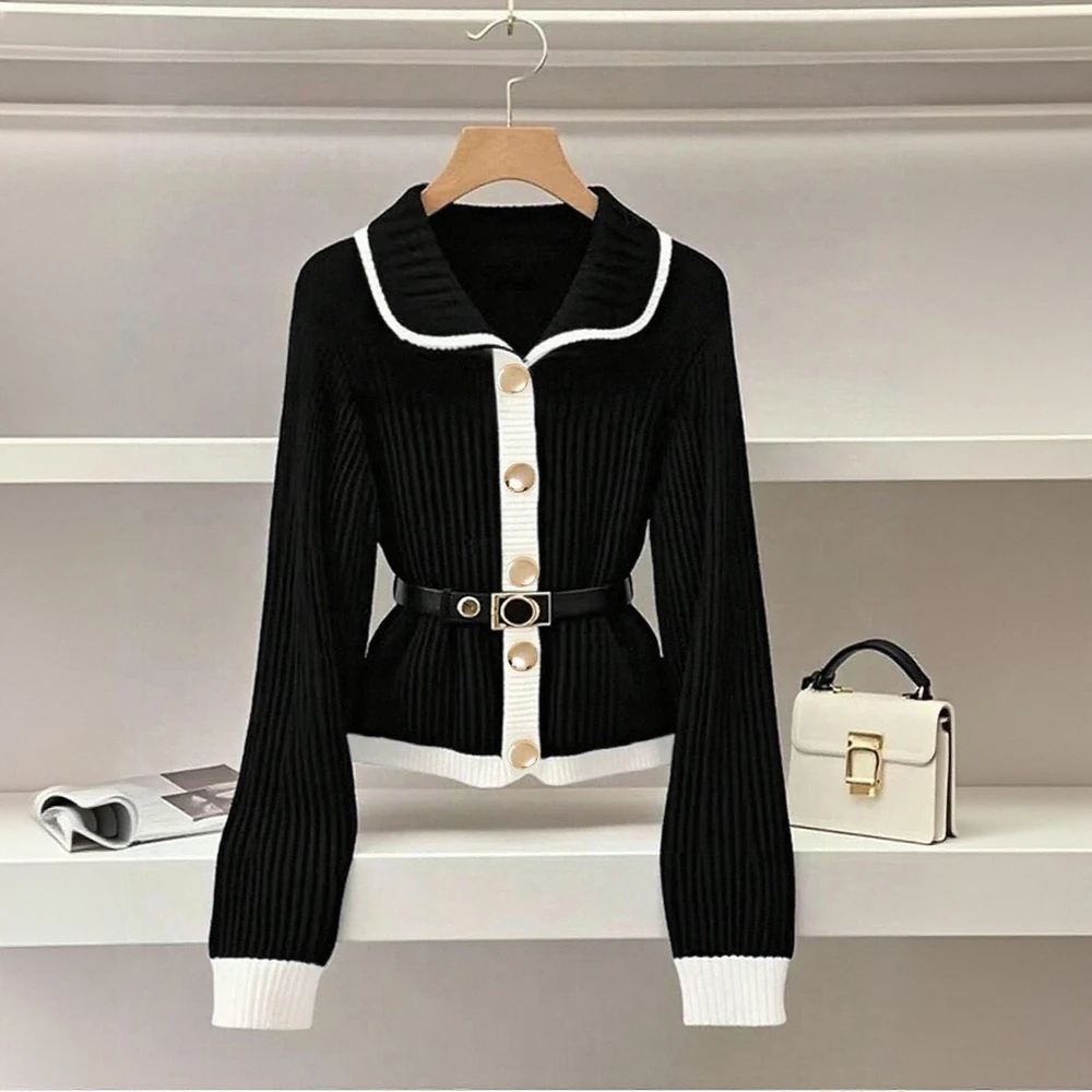 

Осенний свитер с длинным рукавом и круглым вырезом, прямой рукав, стильный женский модный удобный вязаный топ