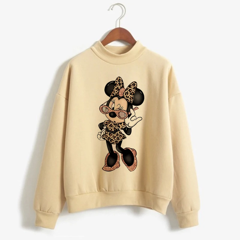 Y2k Cool Sweatshirts Turtleneck Minnie Kawaii Cartoon  Anime Sweatshirt Disney Mickey Mouse Hoodie Clothes Girl Boy Top Hoodies