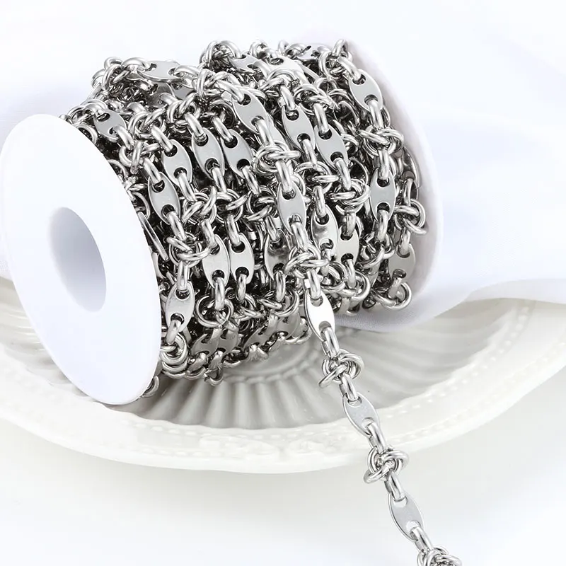 New Stainless Steel Chain For Jewelry Making Men Women Bracelets DIY Charm Pig Nose Rolo Link Necklace Handmade Supplies Crafts