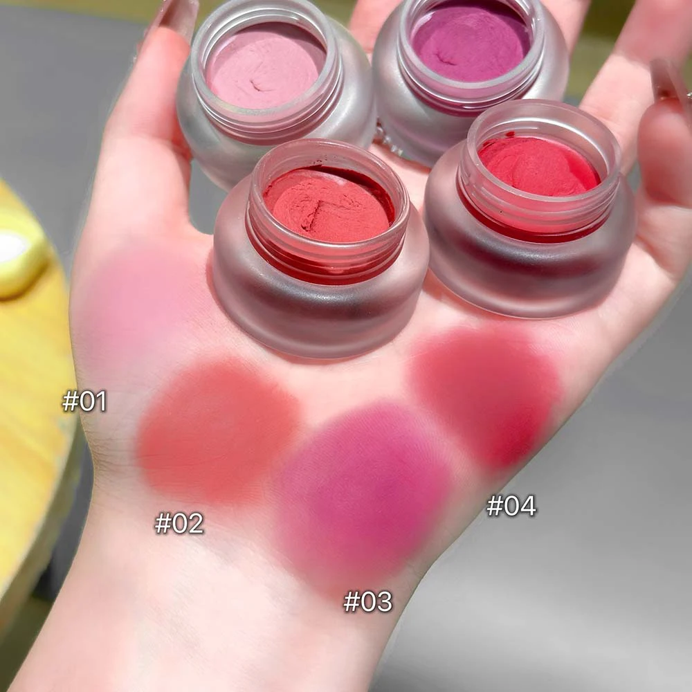 Matte Nude Pink Canned Lip Mud Lipstick Cheek Blush Cream Pigment Paste Waterproof Long Lasting Soft Rouge Lip Tint Cosmetics