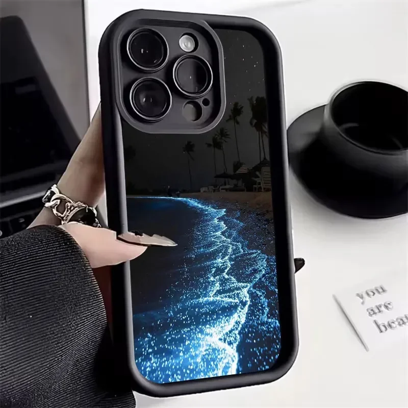 Blue Tears at Night Phone Case For iPhone 11 12 13 14 15 16 Pro Max X XS XR 7 8 16 Plus SE 2020 Shockproof Silicone Soft Cover