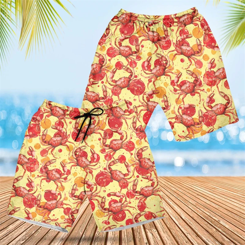 

Summer Crab Mens Swim Trunks Marine Life Swimming Trunks For Men Clothes Crabs Beach Shorts Funny Animal Bermudas Boardshorts