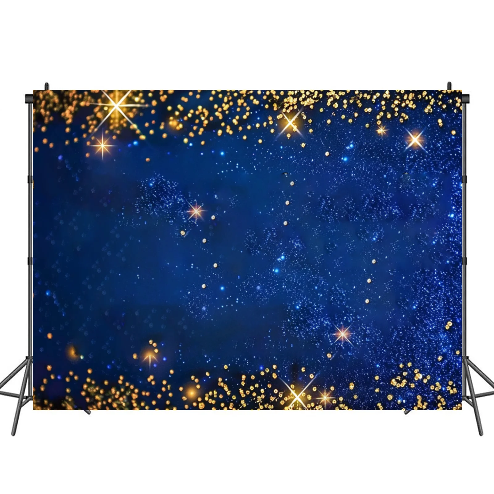 Hintergrundbanner aus Polyester, königsblaues und goldenes Sternenhimmel-Design, dekorativer Event-Hintergrund