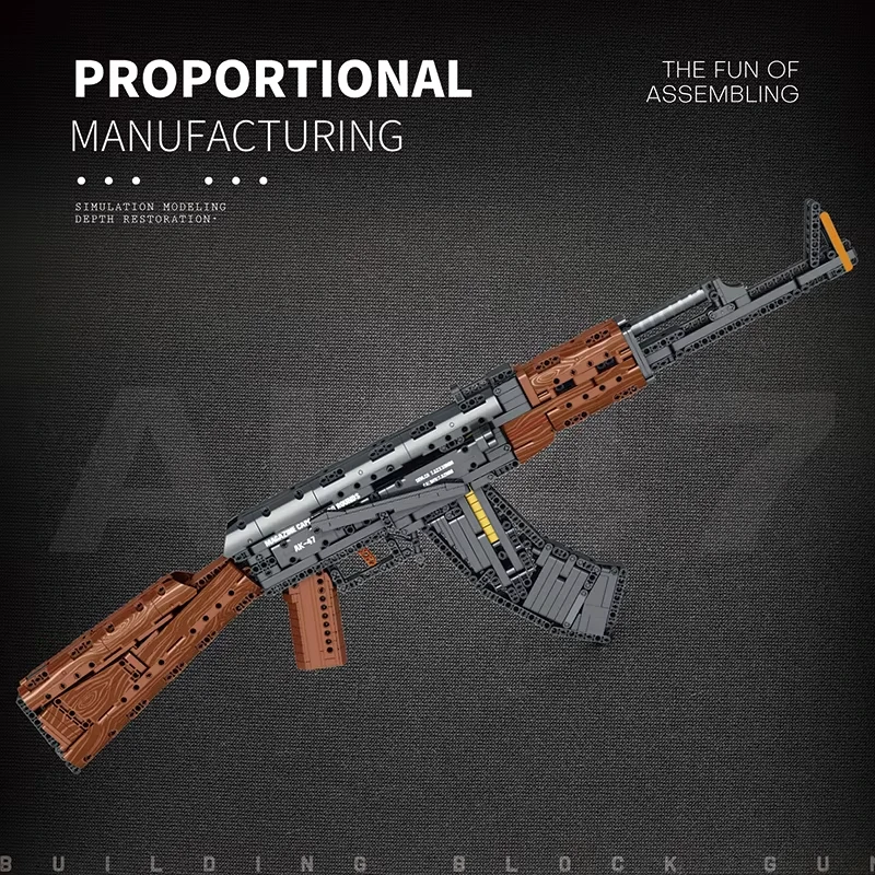 Russia AK-47 Pistola Fucile d'assalto Proiettili MOC Building Blocks Inserto Piccole particelle di tiro Modello di gioco Mattoni Assemblaggio Regalo per bambini
