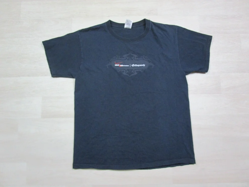 Vintage Verizon Wireless T Shirt (L) Black Employee Uniform Y2K 90s Rhapsody