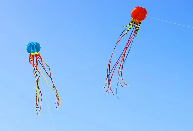 Gratis verzending 8m kwallen vliegers vliegend speelgoed voor kinderen vliegers lijn Roken draak vlieger gooien zweefvliegtuig Nylon strand wind papegaai plezier