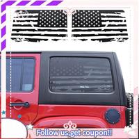 Easy To Use Hardtop Window USA Distressed Flag Decals American Flag Stickers For Jeep Wrangler 2011-2017 JK 4 Door, 1 Pair