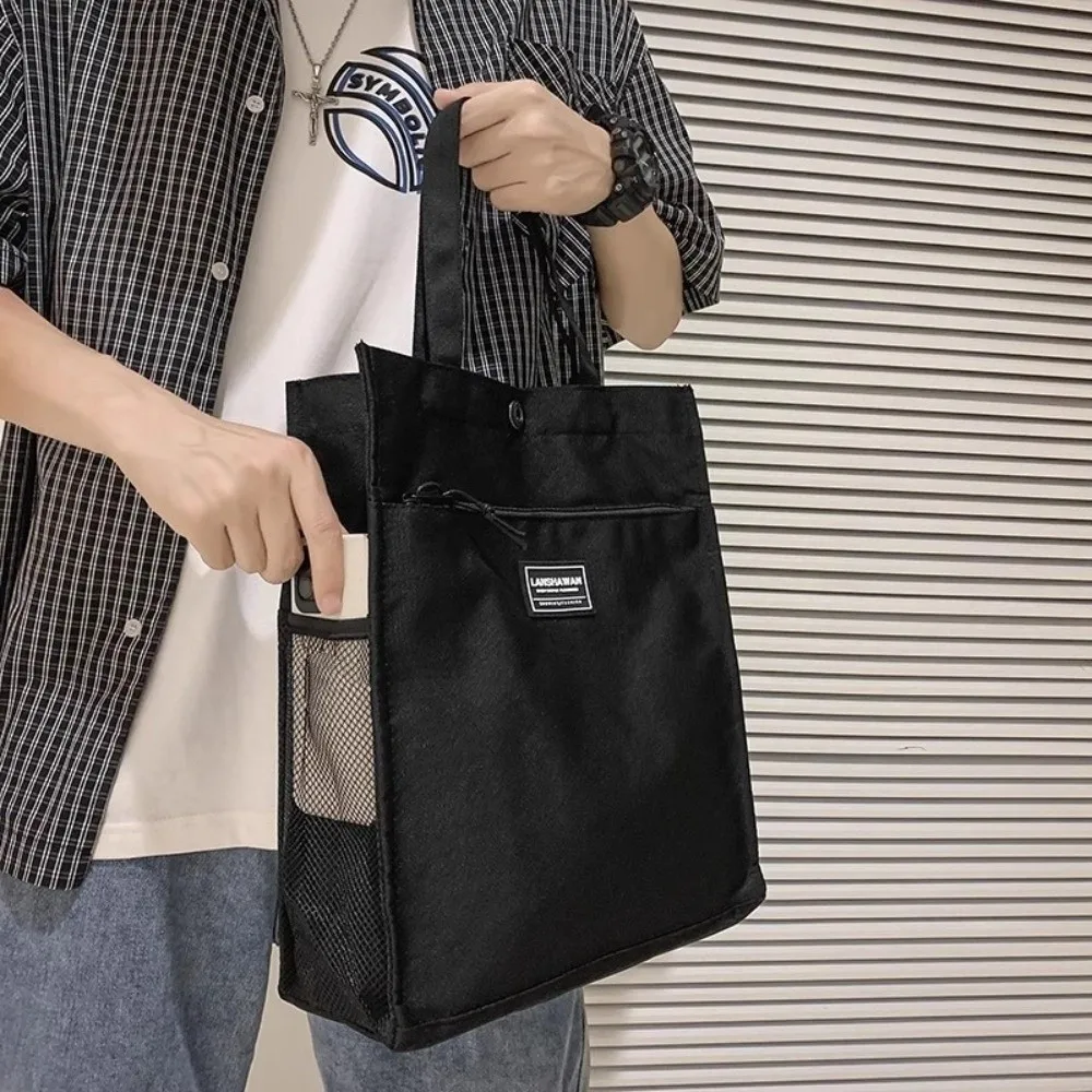 

Casual Male Commuting Tote Bag Large Capacity Oxford Cloth Canvas Shoulder Bag Waterproof Fashion Portable File Bag Travel