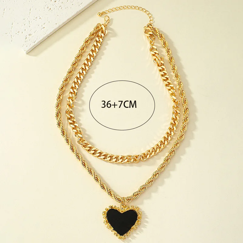 Collares con colgante de corazón de una pieza Para Mujer, cadena de doble encanto, Collares de acero inoxidable, joyería Para Mujer, venta al por mayor, envío directo