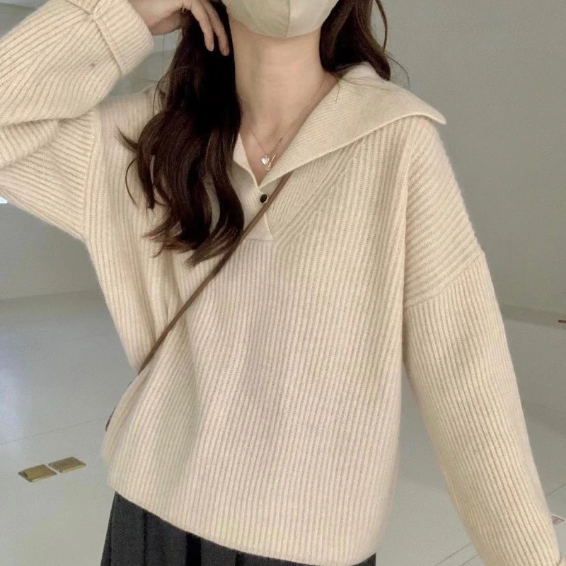 Knit Tops for Woman Green Winter Button Pink Pullover Women\'s Sweater Autumn 2024 in Promotion Trend Thermal Blouse 90s Vintage